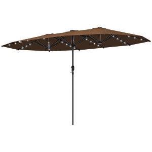 Garden Parasol, Double-Sided Sun Umbrella with LED Solar Lights, Patio Parasol for Outdoor - 1 of 4