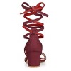 Allegra K Women's Faux Suede Open Toe Color Block Heel Lace Up Sandals - 3 of 4