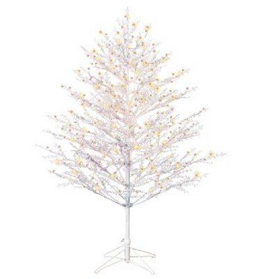 GE 5-ft Winterberry White Artificial Branch Christmas Tree with Multicolor LED Lights