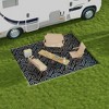 Outsunny RV Mat, Outdoor Patio Rug / Large Camping Carpet with Carrying Bag, Waterproof Plastic Straw, Reversible, Black & Gray Geometric - 2 of 4