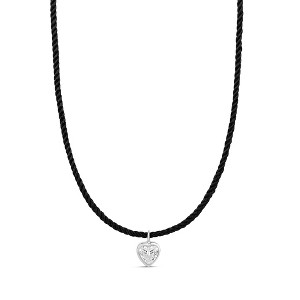 SHYMI Cord Necklace with Heart Shape Pendant — .925 Sterling Silver, Rhodium-Plated, Cubic Zirconia, Adjustable Chain - 1 of 1