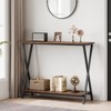 Sofa Tables Narrow Long Behind Couch Table, 2-Tier Industrial Entryway Table, Living Room Console Table, Metal Shelf, for Living Room, Foyer, Hallway - 2 of 4