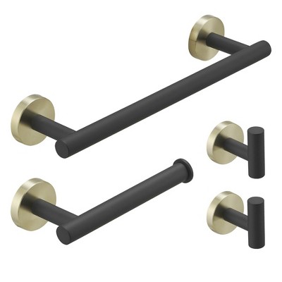 BWE 4-Piece Bath Hardware Set with Towel Hook and Toilet Paper Holder and Towel Bar Wall Mount