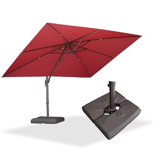 PURPLE LEA Cantilever Patio Umbrella with Base Included Square Umbrella with 360° Rotation and Aluminum Offset Hanging Outdoor Umbrella - 1 of 4