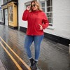 Women's Plus Size Windbreaker Zip Up Buttons Waterproof Hooded Casual Trench Coats with Pockets - Agnes Orinda - 3 of 4