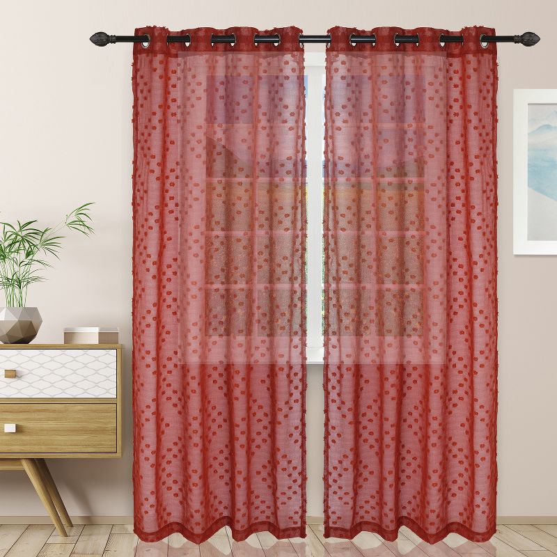 Floral Sheer Grommet Curtain Panel Set by Blue Nile Mills, 1 of 5