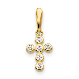 Black Bow Jewelry 14k Yellow Gold and Cubic Zirconia Jeweled Cross Pendant, 10mm - 1 of 4