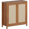 Farmhouse Kitchen Sideboard Buffet Storage Cabinet with Rattan Decorated Doors, Cupboard Console Table Wood Buffet Cabinet, for Living Room - 3 of 4