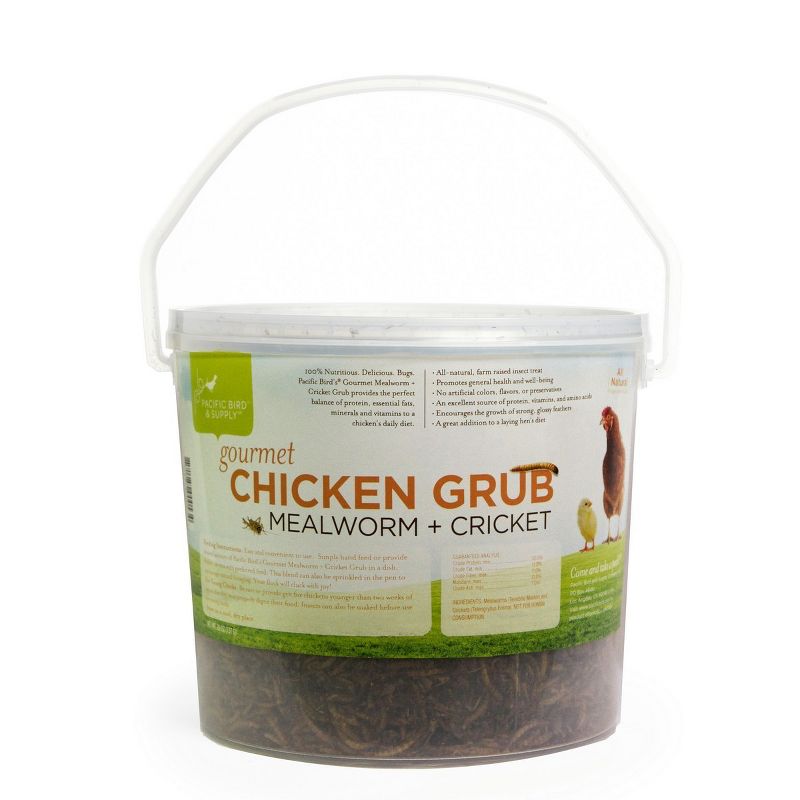 Pacific Bird & Supply Co. Gourmet Chicken Grub Dried Mealworms/Cricket - 26 oz Bucket, 1 of 2