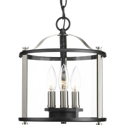 Transitional Squire Matte Black Semi-Flush Outdoor Light with Clear Glass