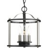 Progress Lighting, Squire Collection, 3-Light Semi-Flush Lantern, Black Finish, Clear Glass Shade - 4 of 4