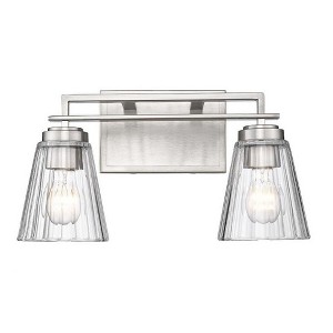 Lyna 2-Light Vanity Light - Nautical Inspired Design with Clear Ribbed Glass Shades - 1 of 4