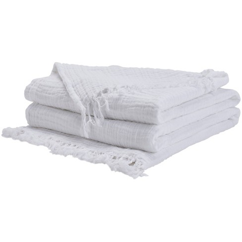 38x60 Sofia 4 Layer Muslin Indoor Throw Blanket White - Mina