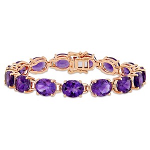 EVERLY JEWELRY | Rose Plated Sterling Silver 36 CT TGW Amethyst-Africa Bracelet, 7.25-inch - 1 of 4