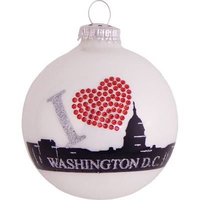 Christmas by Krebs Porcelain White Washington D.C Skyline Christmas Ball Ornament 3.25" (80mm)