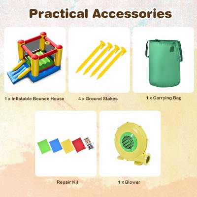 Colorful Inflatable Bouncer House with Slide and Blower