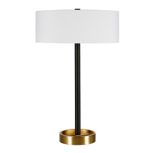 Hudson and Canal 24" Tall Two-Tone Table Lamp with Fabric Shade Matte Black/Brass/White - 1 of 4