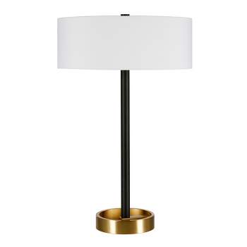 Hampton & Thyme 24" Tall Two-Tone Table Lamp with Fabric Shade Matte Black/Brass/White