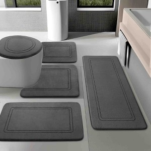 BAGOKIE 5 Piece Memory Foam Bathroom Rug Set - 1 of 4