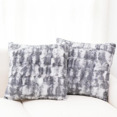 Cheer Collection Luxurious Faux Fur Throw Pillows Set Of 2 - White (18 X 18)  : Target