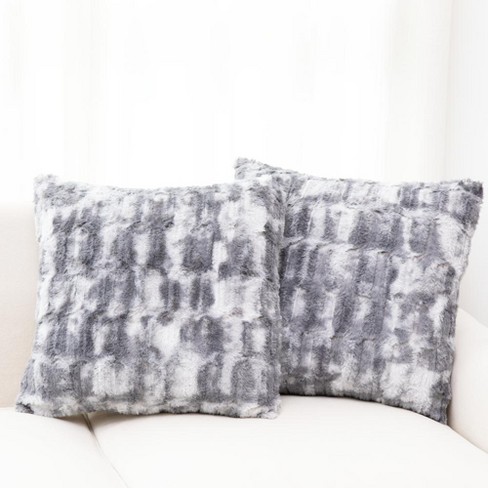 Cheer Collection Luxuriously Soft Faux Fur Throw Pillow With Inserts, Set  Of 2 - Marble Gray (18” X 18”) : Target