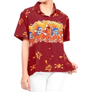 HAPPY BAY Women's Halloween Costumes Hawaiian Button Up Vintage Short Sleeve Caribbean Pirate Shirts Blouses for Women - 1 of 4
