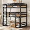 Whisen Rubber Wood Detachable Triple Twin Bunk Bed with Two Built-in Ladders and Guardrails - image 2 of 4