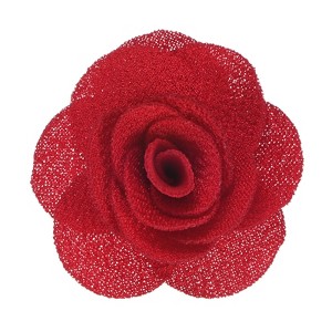 Unique Bargains Silk Alloy Camellia Flower Brooch Lapel Pin for Men Women Suit 2 x 1.3 inch 1 Pc - 1 of 4