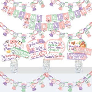 Big Dot of Happiness Pajama Slumber Party - Banner and Photo Booth Decorations - Girls Sleepover Birthday Party Supplies Kit - Doterrific Bundle - 1 of 4