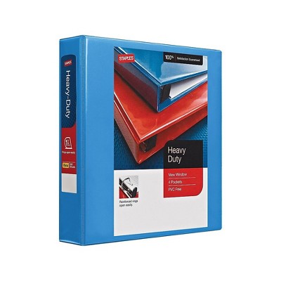 1-1/2" Staples Heavy-Duty View Binder with D-Rings Light Blue 56286-CC/26335