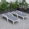 LeisureMod Marlin Patio Chaise Lounge Chair With Armrests in White Aluminum Frame Set of 2 - 2 of 4