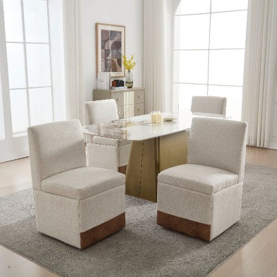 CAVINAS 360 Degree Swivel Dining Chairs Set of 2, Upholstered Kitchen Chairs with Hidden Storage, High-Density Foam & Durable Wooden Frame