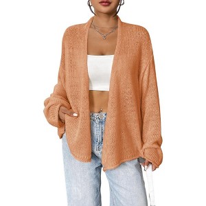 Women's Loose Thin Knitted Cardigan Jacket Autumn Popular Solid Colour Casual Outer Cardigan Sweater - 1 of 2