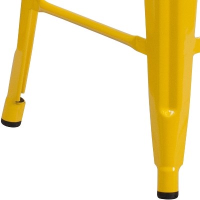 24" Backless Yellow Metal Indoor-Outdoor Counter Stool
