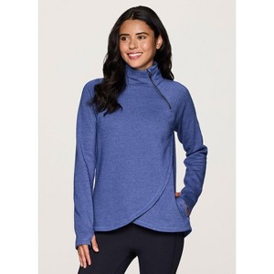 RBX Active Women's Zip Mock Neck Wrap Fleece Pullover Sweatshirt With Pockets - 1 of 4