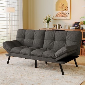 Dyonery 71" Convertible Futon Sofa Bed,Modern Memory Foam Futon Couch with Detachable Cushion,Adjustable Backrest & Armrest - 1 of 4