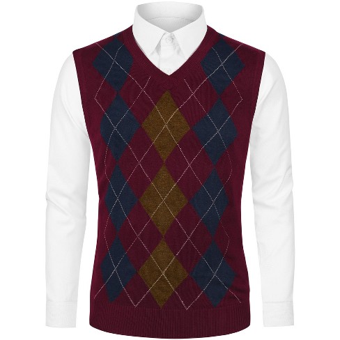 Argyle v shop neck sweater vest