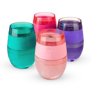 HOST Cooling Cup Set of 4 Plastic Double Wall Insulated Freezable Drink Tumbler with Freezing Gel, Wine Glasses, 8.5 oz, Multicolor - 1 of 3