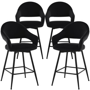Bekrvio Swivel Counter Height Bar Stools Set of 2/4,26" Kitchen Bar Chairs w/Hollow Back,Faux Leather/Velvet Upholstered for Kitchen Island - 1 of 4