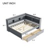 Full Size L-shaped Daybed Bookcases Bed with 2 Drawers, USB & Type-C Port - ModernLuxe - 3 of 4