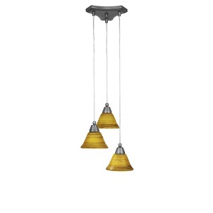 Toltec Lighting Europa 3 - Light Pendant in  Brushed Nickel with 7" Firré Saturn Shade - 1 of 1