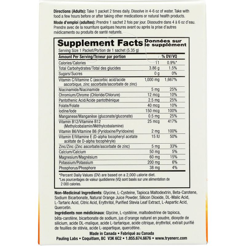 Ener-C Sugar Free Orange Flavor Multivitamin, 1000MG Vitamin C Electrolyte Drink Mix, Non-GMO, Gluten Free, 30 packets, 3 of 4