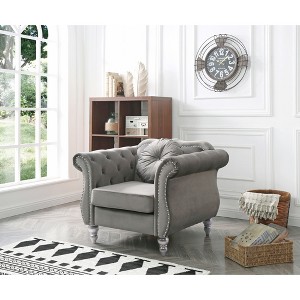 Transitional Upholstered Flared Armchair with Comfortable Seating and Easy Assembly for Living Room - 1 of 4