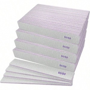 80/80 Grit Nail Files 100 Pcs, Coarse Emery Boards for Acrylic Gel Nails, Double Sided Emory Professional Nail Filers Pack - 1 of 4