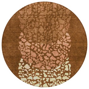 Orange Terra Cotta And Ivory Abstract Washable Indoor Outdoor Area Rug - 1 of 4