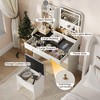 Makeup Vanity with LED Lighted Mirror,Vanity Desk with 2 Drawers & Power Outlet, Dressing Table with 4 Open Shelves and Storage Stool for Bedroom - 4 of 4