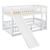 Kumasinova Twin Bunk Bed with Slide & Ladder, Solid Pine Wood Loft Bed Frame with Detachable Fence, Open-Row Lower Space for Kids' Bedroom/Play - 2 of 4