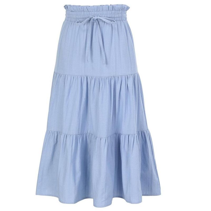 Maxi Skorts Skirt for Girls Button Front Ruffle High Waisted Long Skirts with Belt and Pocket 3-12 Years, 5 of 8