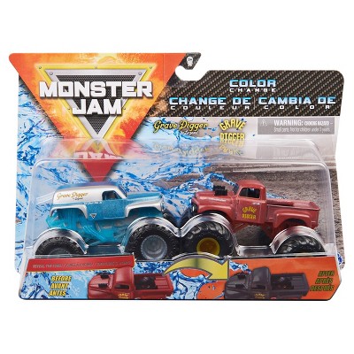 Monster Jam Official Grave Digger vs. Grave Digger (1982 Retro) Color-Changing Die-Cast Monster Trucks - 1:64 Scale