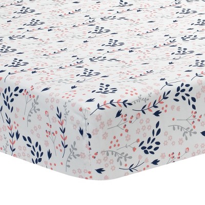 Gray and Pink Cotton Woodland Nursery Crib Bedding Set